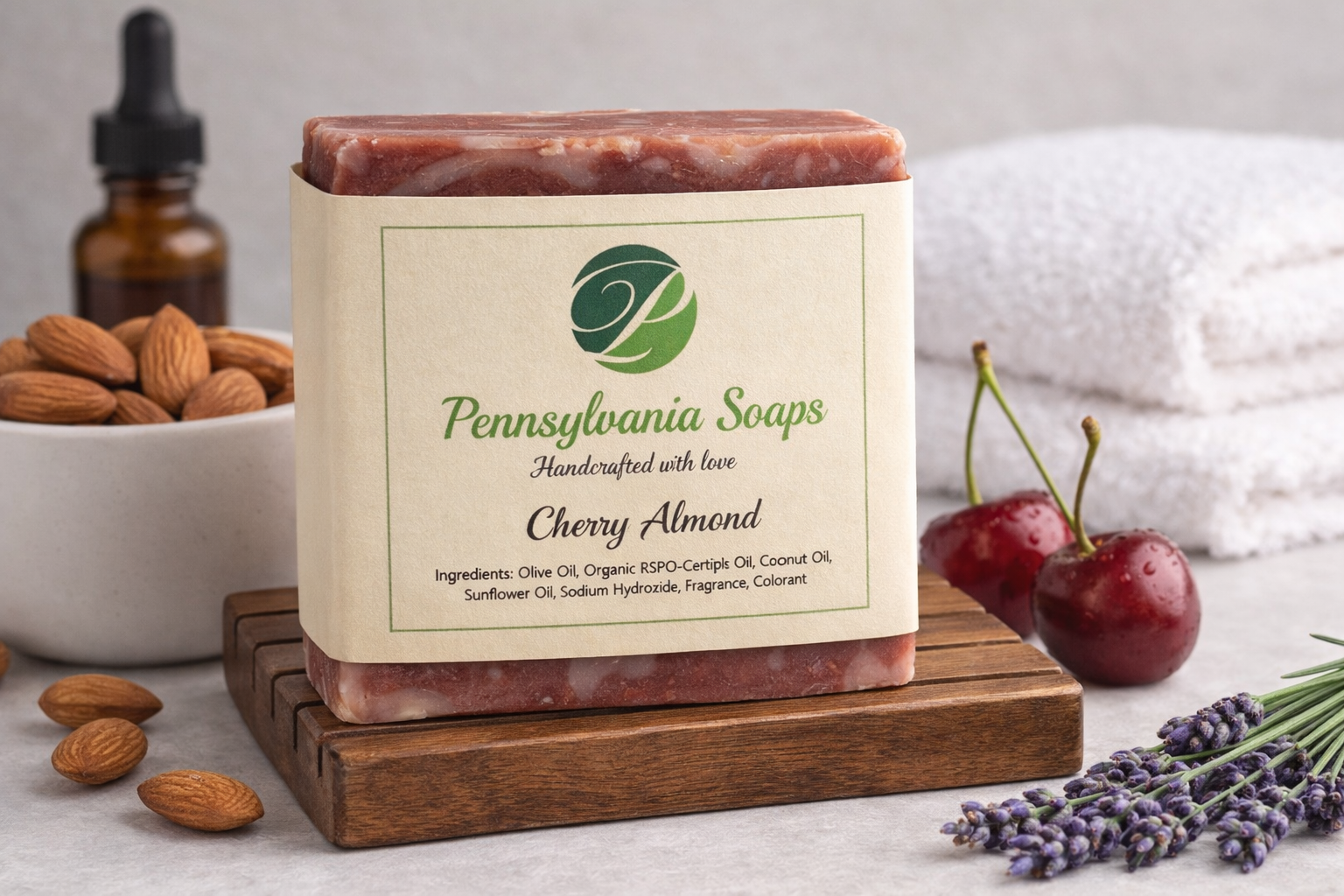Pennsylvania Soaps Cherry Almond bar — handcrafted with love